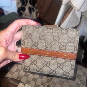 Gucci unisex logo Brown Leather Wallet